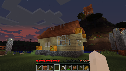 夕日の牧場小屋